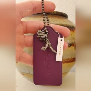 💕Coach Aubergine 3" Replacement Tag with UB Alloy Steel Rexy💕